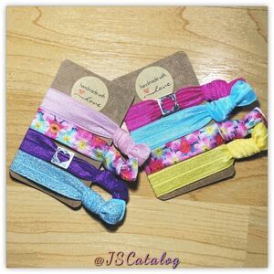 🌸 Floral No-Crease Hair Ties Charm 4-Pack 🌸
